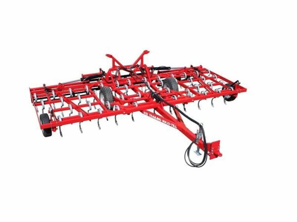 Trailed spring tine cultivator with cage roller