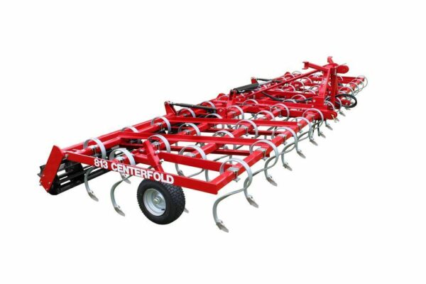 Folding spring tine cultivator with crumbler roller